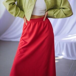 Vintage Pendleton 100% Virgin Wool Women’s Red Pencil Midi Length Skirt Size 10